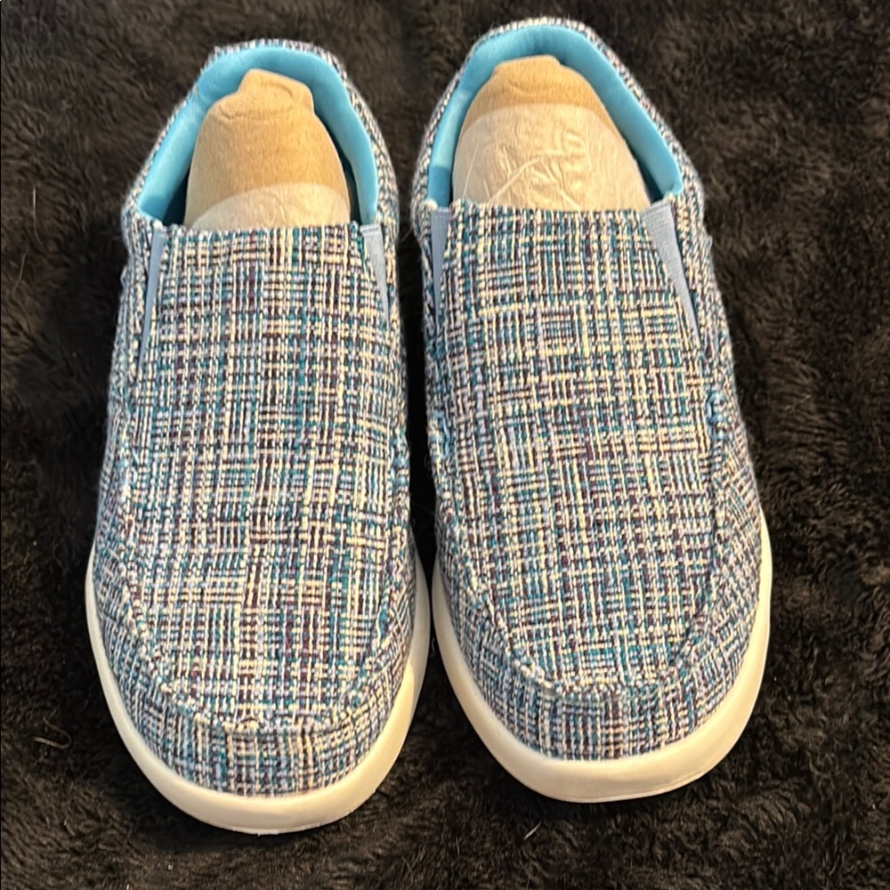 Stylish Blue Check Orthofoot loafers. Gently used